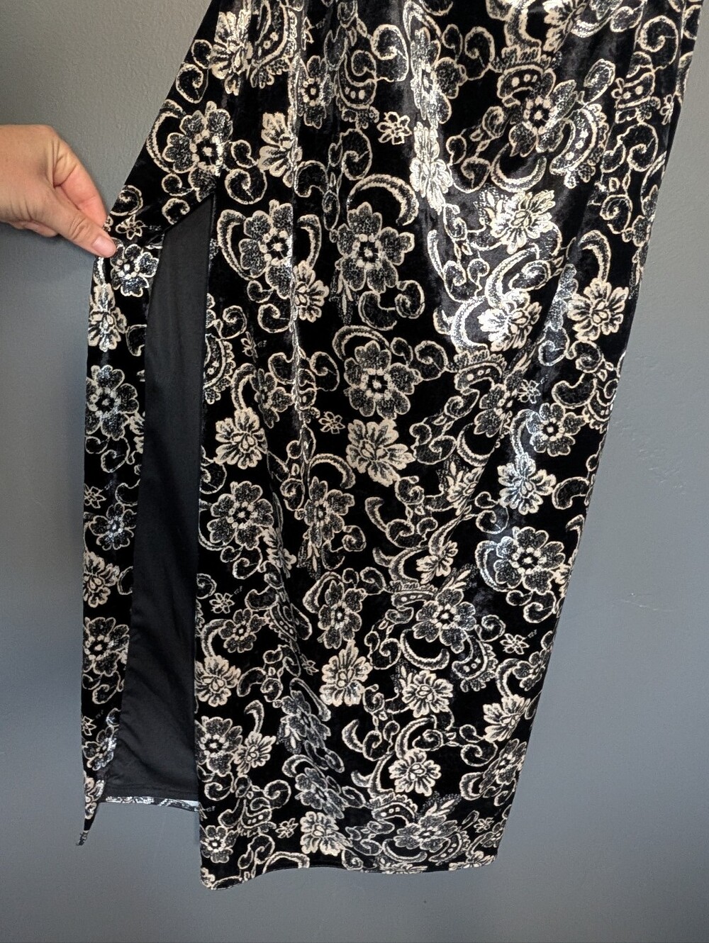 Laundry By Shelli Segal Velvet Dress Floral Tank Slit - Picture 3 of 10